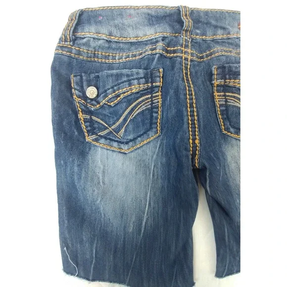 Almost Famous Denim Shorts Size 3 Distressed Blue Almost Famous - Picture 7 of 12